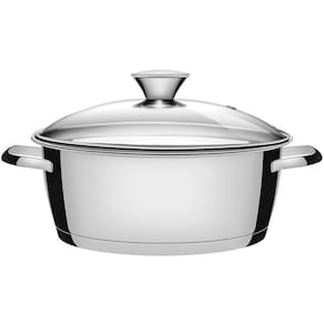 Caçarola Tramontina 22Cm Rasa Inox Tampa Vidro Allegra 3,3L