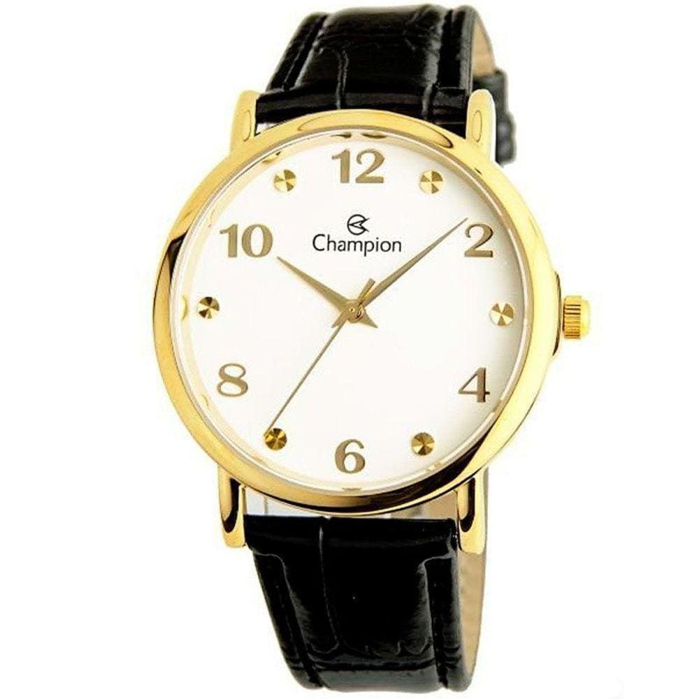 Relógio Feminino Dourado Couro Marrom Champion Cn24253B
