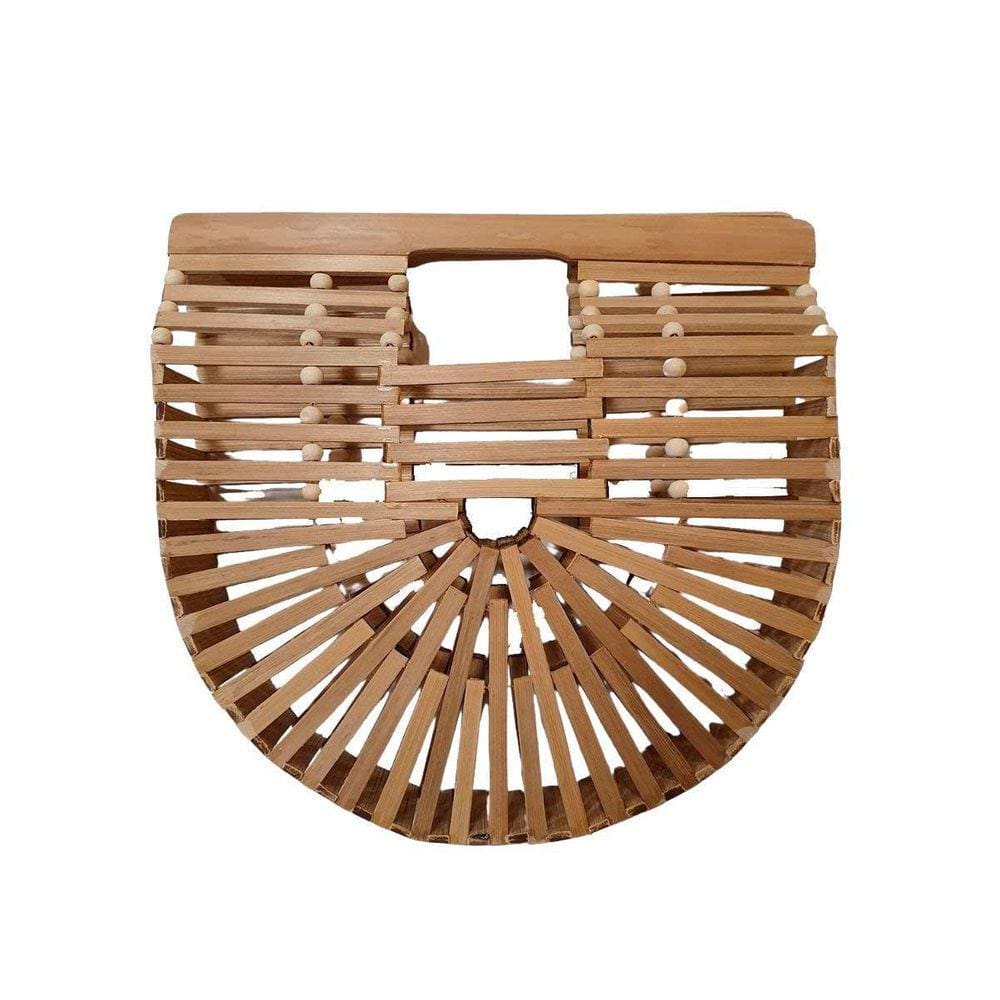 Bolsa De Bambu Com Alça De Mão 27Cm