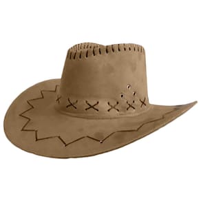Chapéu de Cowboy Western Suede Marrom Claro - Adulto