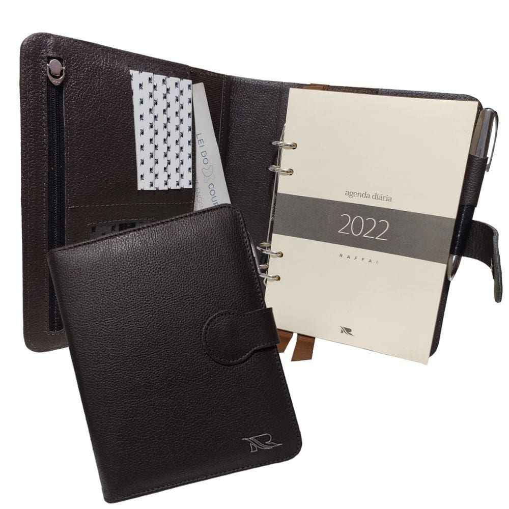 Agenda Diária Couro Raffai 2022 Café