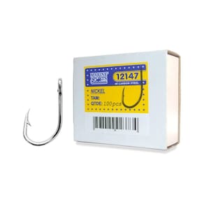 Anzol Pesca Marine Sports Nickel 12147 Aço Carbono Nº 8/0 - Caixa 100un