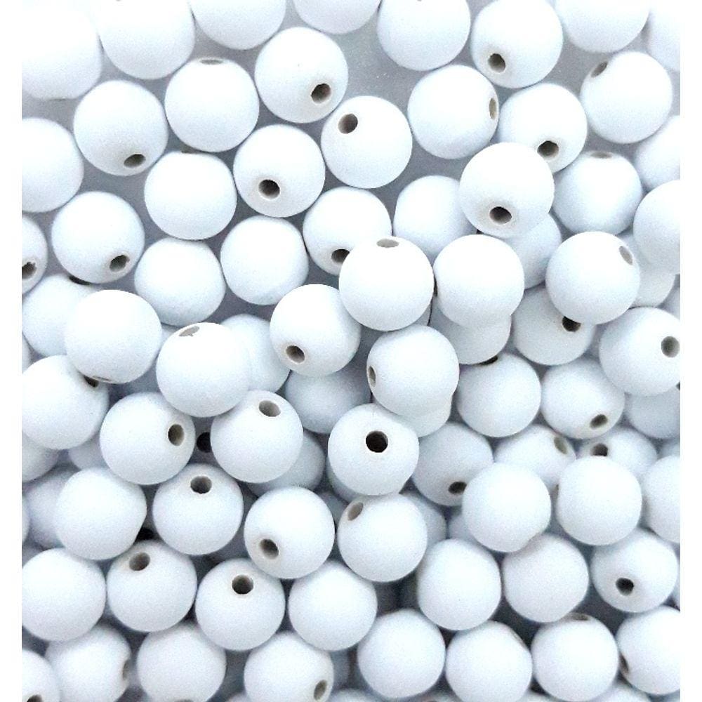 Perola Emborrachada 8 mm C/ Furo Cor Branca