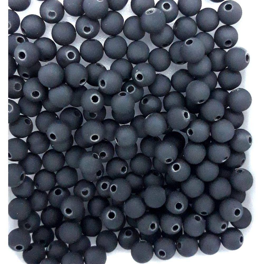 Perola Emborrachada 8 mm C/ Furo Cor Preto
