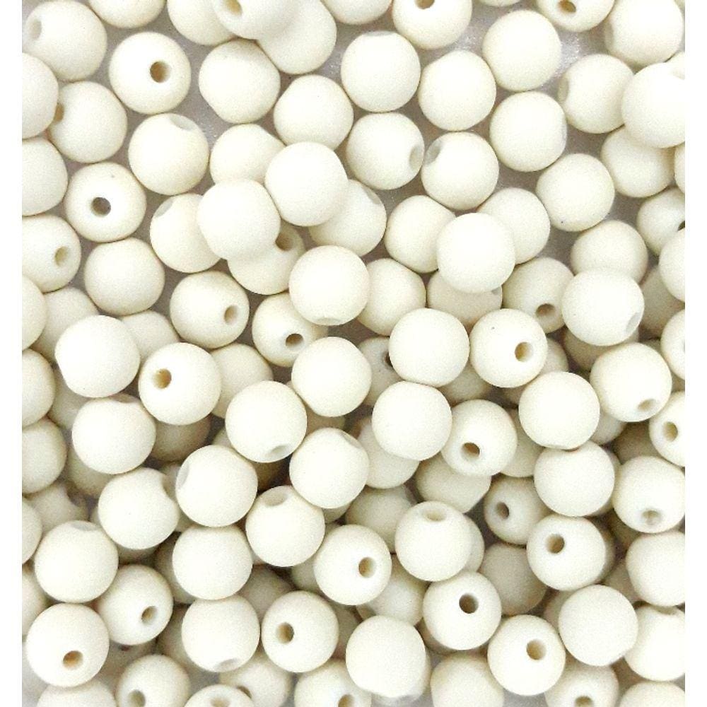 Perola Emborrachada 8 mm C/ Furo Cor Bege