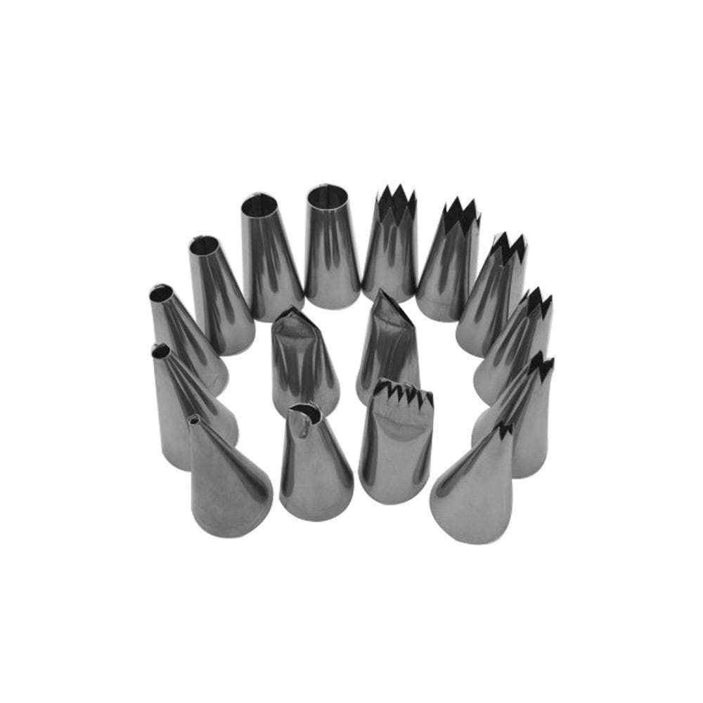 Bico para Confeitar de Inox Conjunto de 16 pçs Doupan
