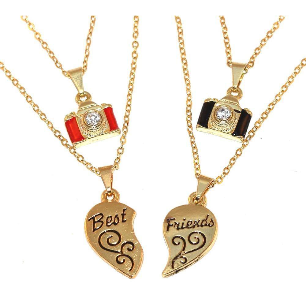 Colar Duplo Amizade Best Friends Self Foto Forever Folheado