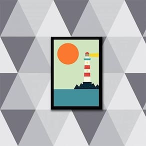 Quadro Farol Marinho 45X34Cm - Com Vidro Moldura Preta