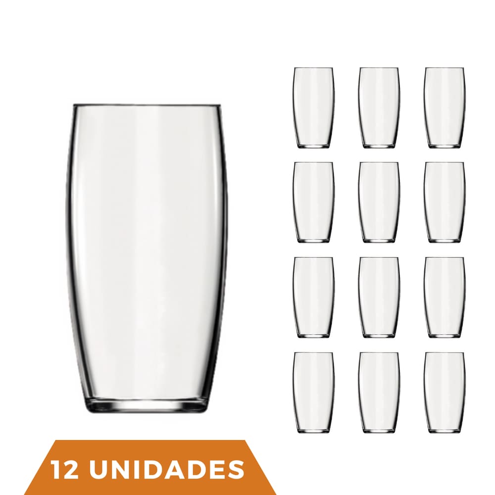 Jogo 6 Copos De Vidro transparente Lond Drink 360ML Topázio