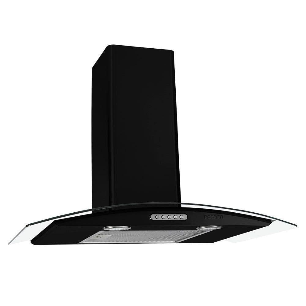 Coifa De Parede 70cm Vidro Curvo Duto Slim Fogatti Preto 220