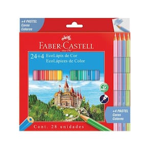 Ecolápis De Cor Regular Faber Castell - 24+4 Cores Pastel