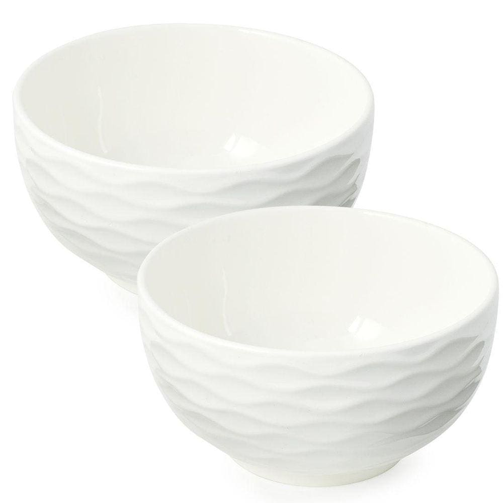 Bowl Tigela De Porcelana Branco 400Ml Kit Com 2 Peças