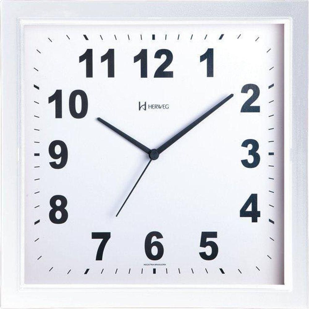 Relógio De Parede Herweg Quadrado 29Cm Branco 660034-021