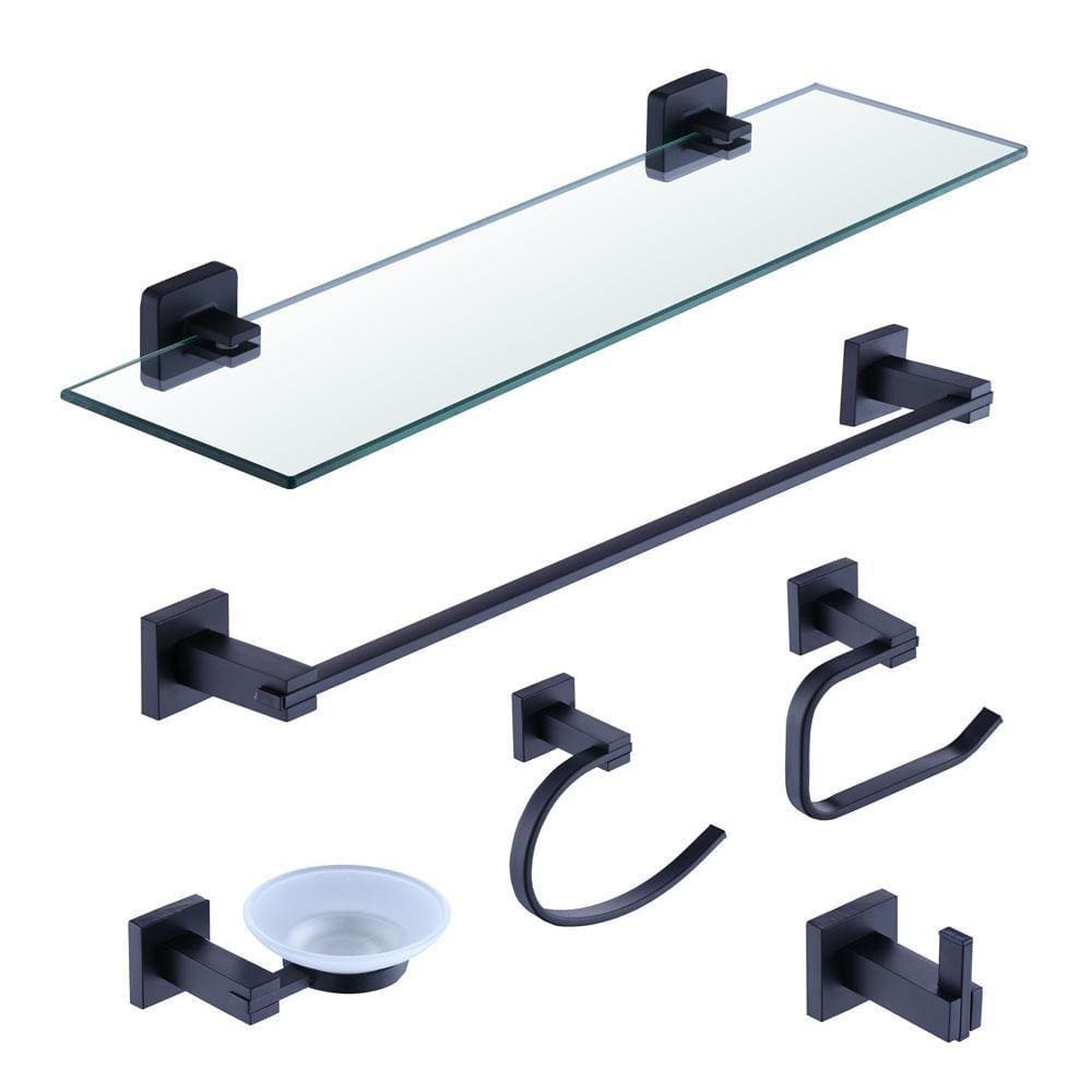 Kit Acessórios para Banheiro Prizi Aço Inox 6 Peças Preto