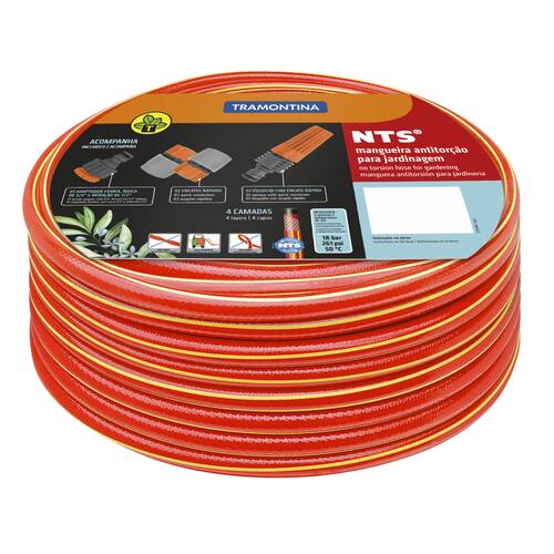 Mangueira NTS® 1/2" Tramontina Antitorção Vermelha em PVC 4 Camadas 25 m com Engates Rápidos e Esguicho é ruim? Mangueira NTS® 1/2" Tramontina Antitorção Vermelha em PVC 4 Camadas 25 m com Engates Rápidos e Esguicho é boa?