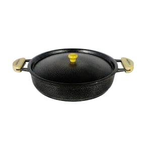 Frigideira Alumínio Fundido Craqueada Alça Meia Lua Preta 45cm
