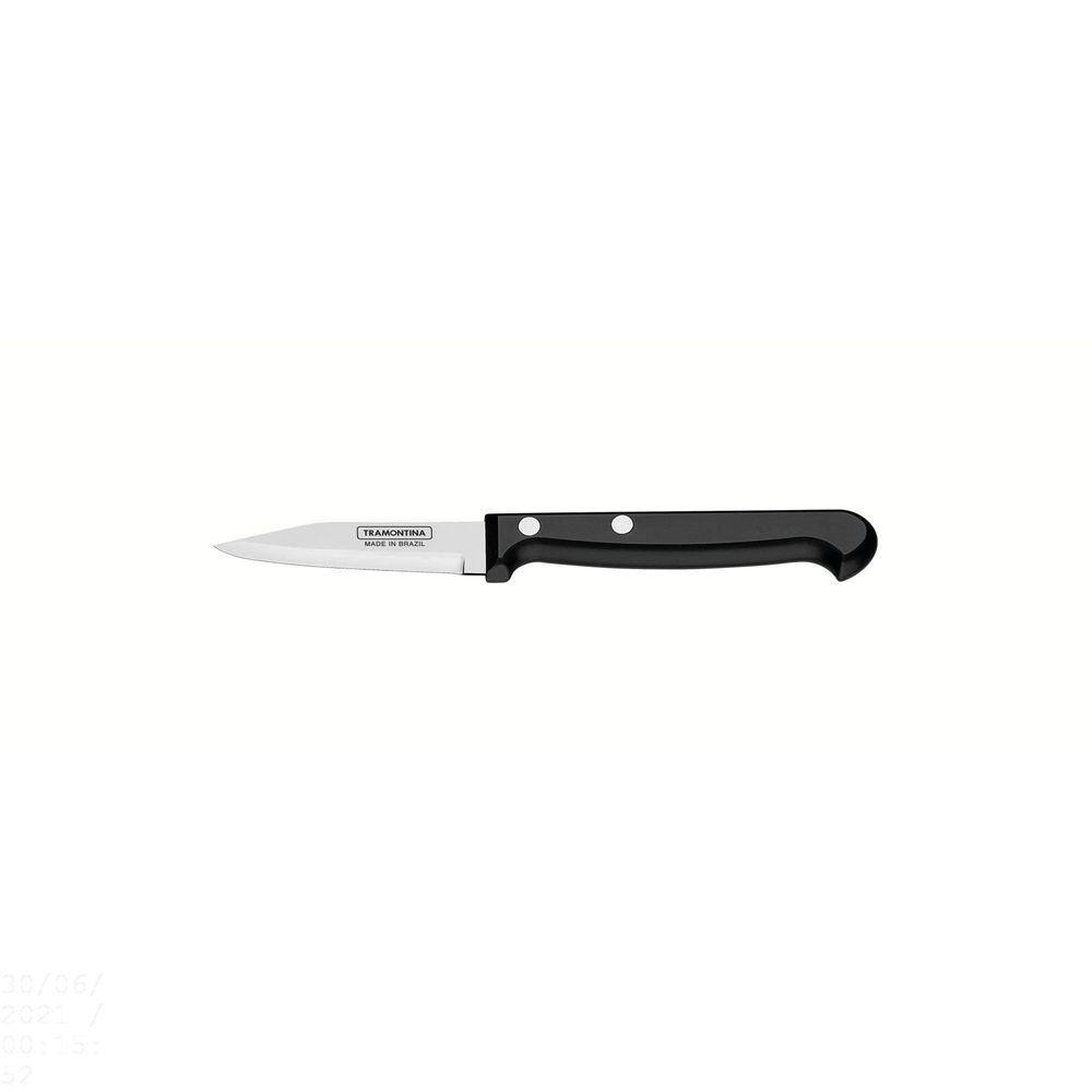 Faca para Legumes e Frutas Tramontina Ultracorte com Lâmina em Aço Inox e Cabo de Polipropileno Preto 3" Tramontina