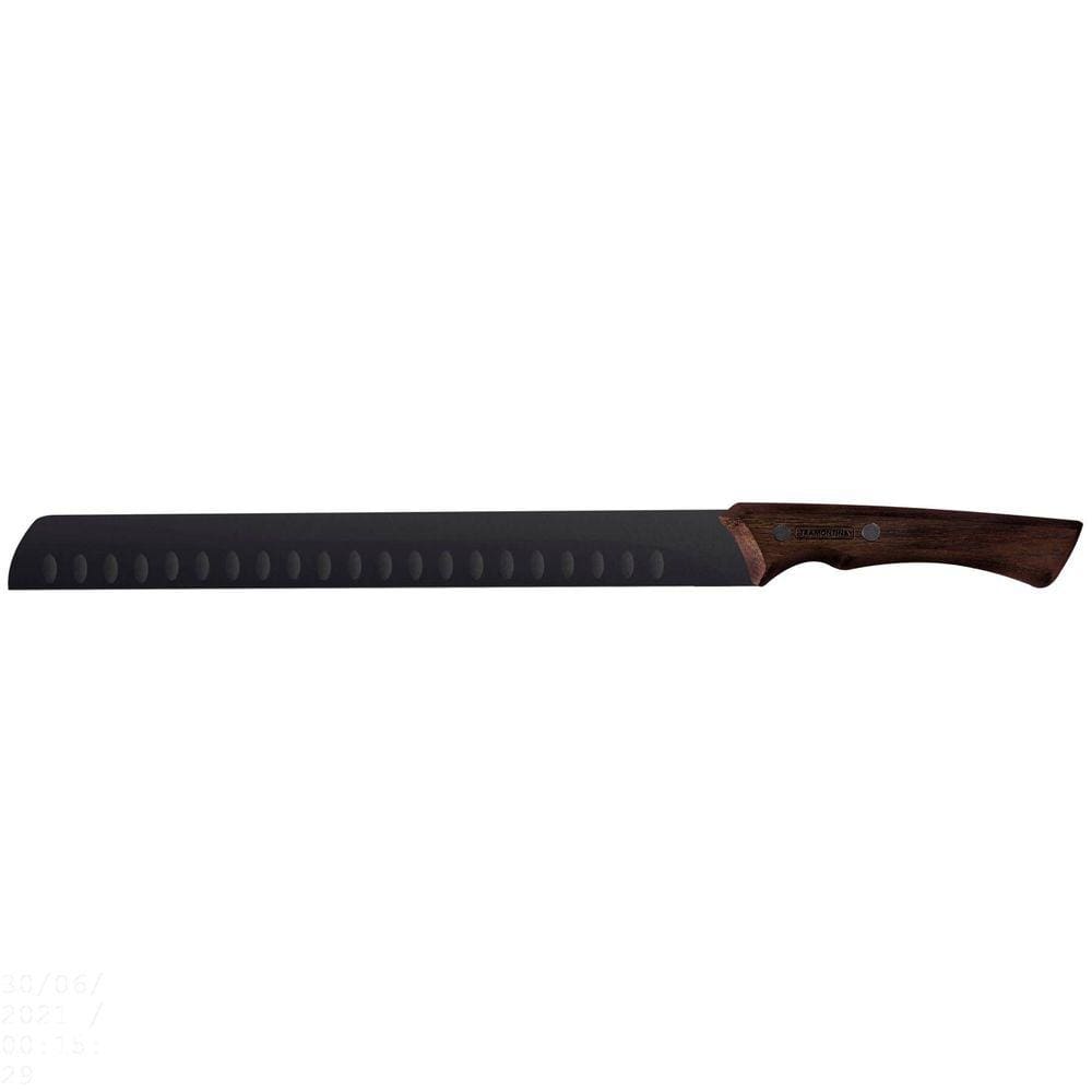 Faca para Fatiar Tramontina Churrasco Black com Lâmina em Aço Inox Escurecido e Cabo de Madeira 12" Tramontina