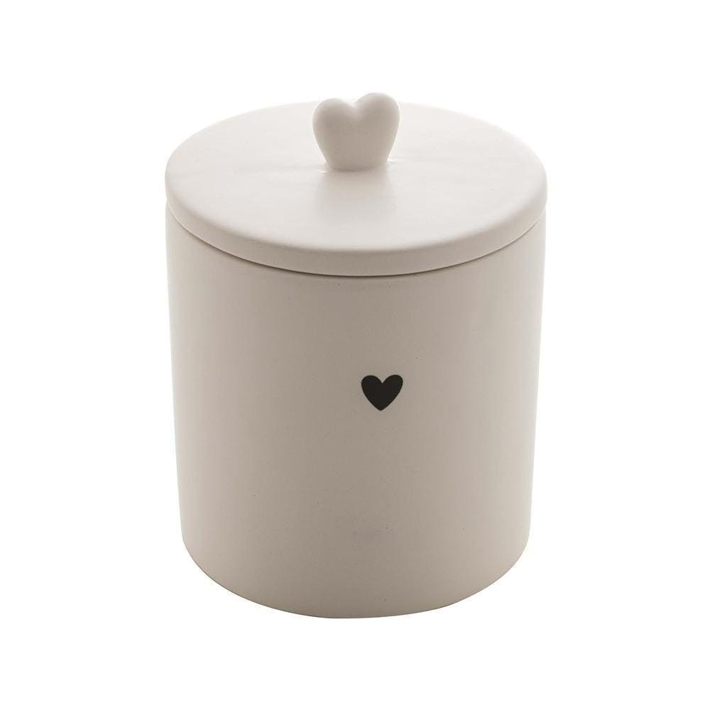 Pote Cerâmica Com Tampa Bambu Heart Branco 10X15Cm - Lyor