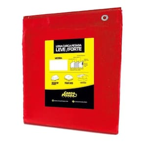 Lona Plástica Vermelha Impermeável 300 Micras Multiuso 4x5 / 5x4