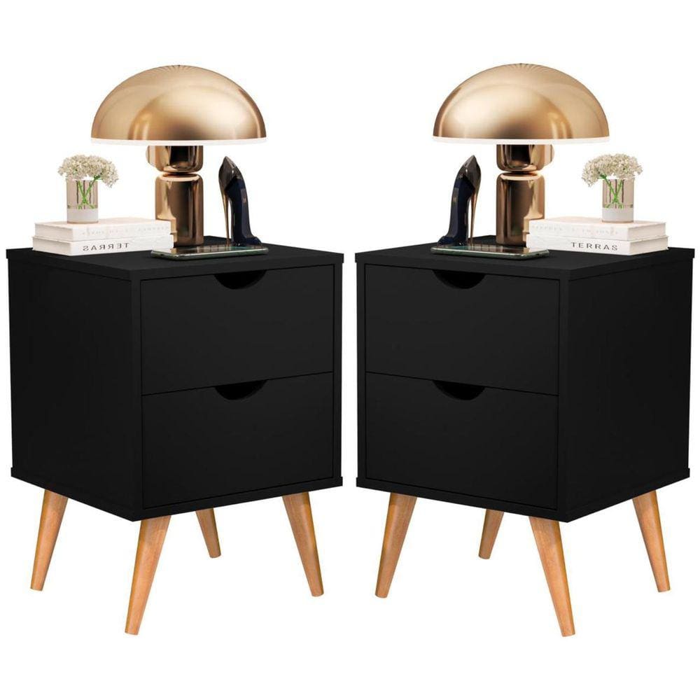 Conjunto 2 Mesa De Cabeceira Decore Madri Retrô Para Quarto