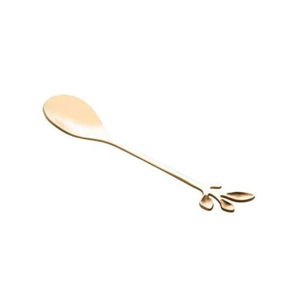 Kit 4 Colheres Leaves Dourado
