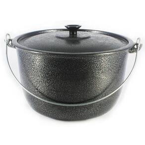 Caldeirão Alumínio Fundido Craqueado Alça Galvanizada Preto 18cm
