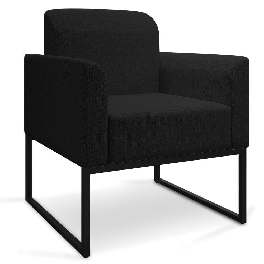 Poltrona Marisa Linho Base Industrial Metálica Preto - D`Rossi