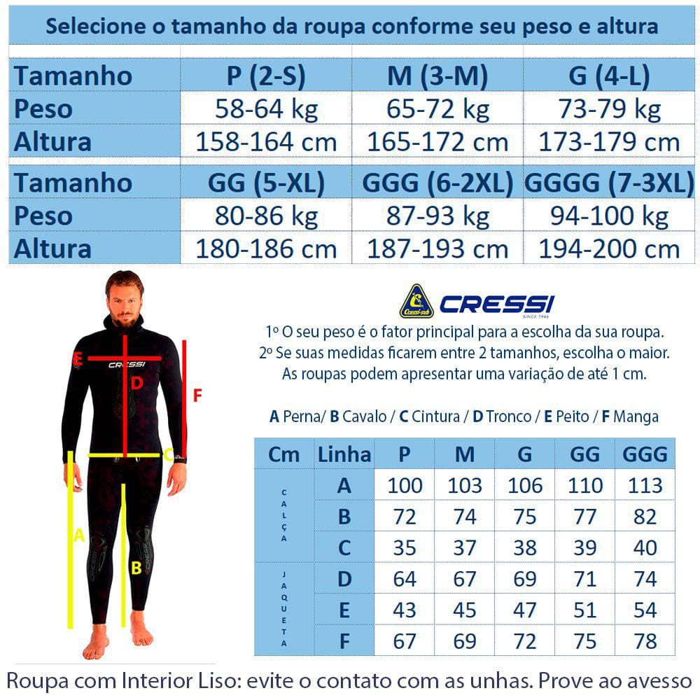Roupa De Neoprene Cressi Apnea Preta 3.5mm - Cressi