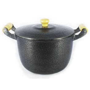 Caldeirão Alumínio Fundido Craqueado Alça de Madeira Preta 26cm