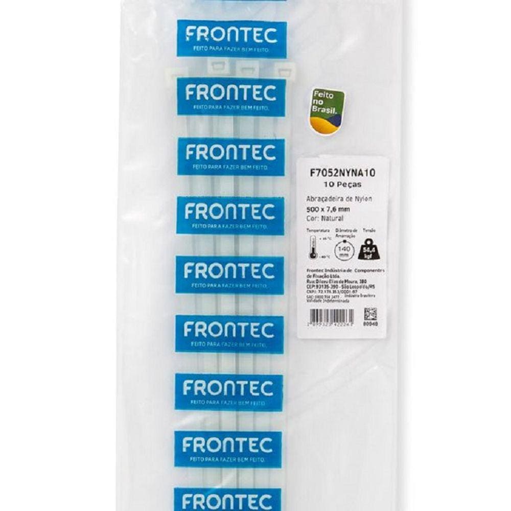 Abraçadeira NYLON 7,6 X 500MM Branca Frontec 10UN