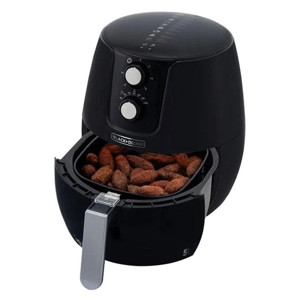 Fritadeira Sem Óleo Air Fryer Black & Decker AFM5 Timer Controle Temperatura 1400W 5L Preto