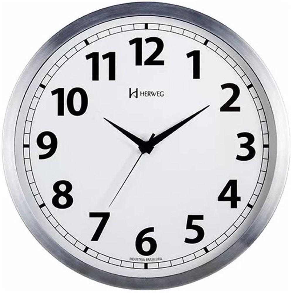 Relógio De Parede Herweg Step 6710 Alumínio Escovado 24cm