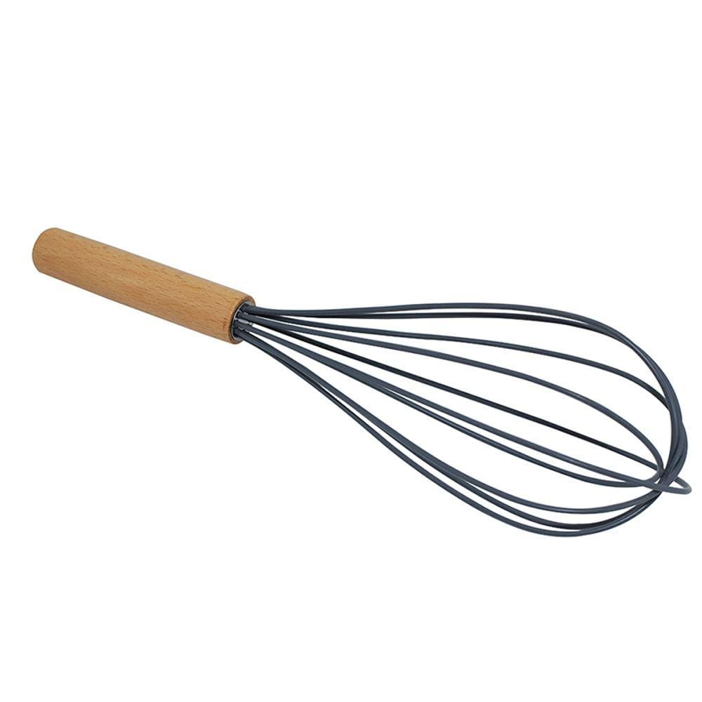 Batedor de Silicone c/ Cabo Madeira 31,0cm Cinza