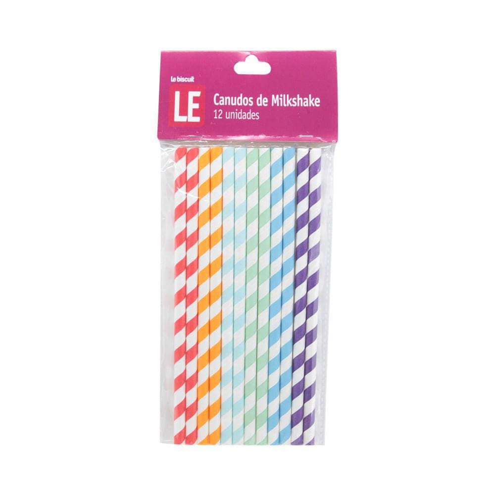 Canudo de Papel Le com 12 Unidades Milkshake 8mm