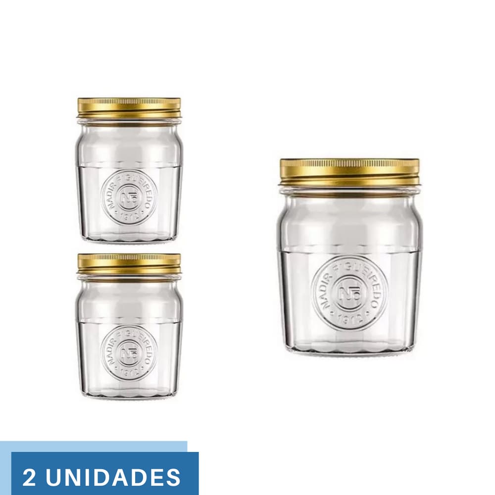 2 Pote Americano Mantimento Café Vidro Vintage 500ml Nadir