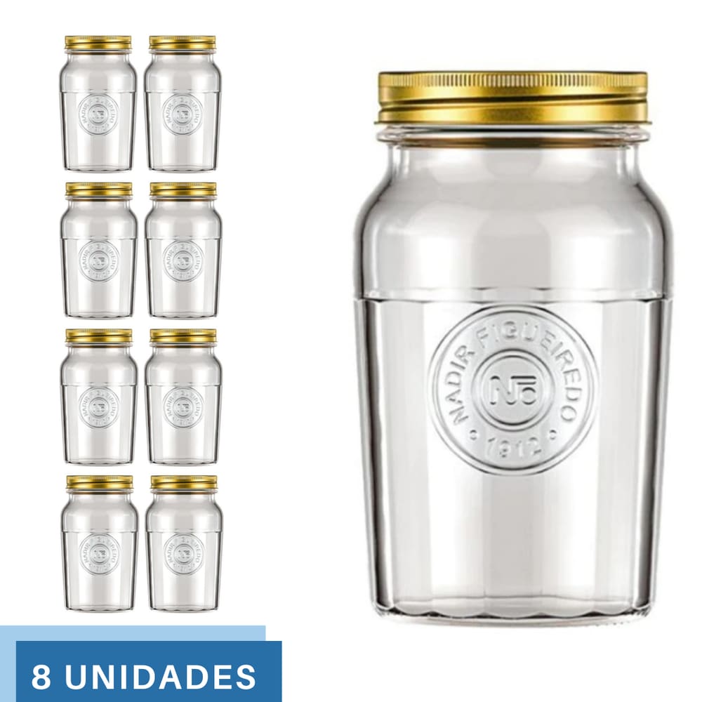 8 Pote Americano Mantimento Café Vidro Vintage 1,5L Nadir