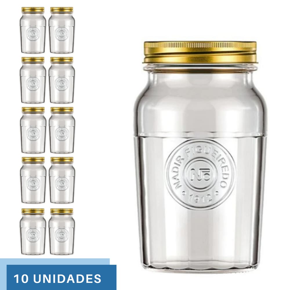 10 Pote Americano Mantimento Café Vidro Vintage 1,5L Nadir