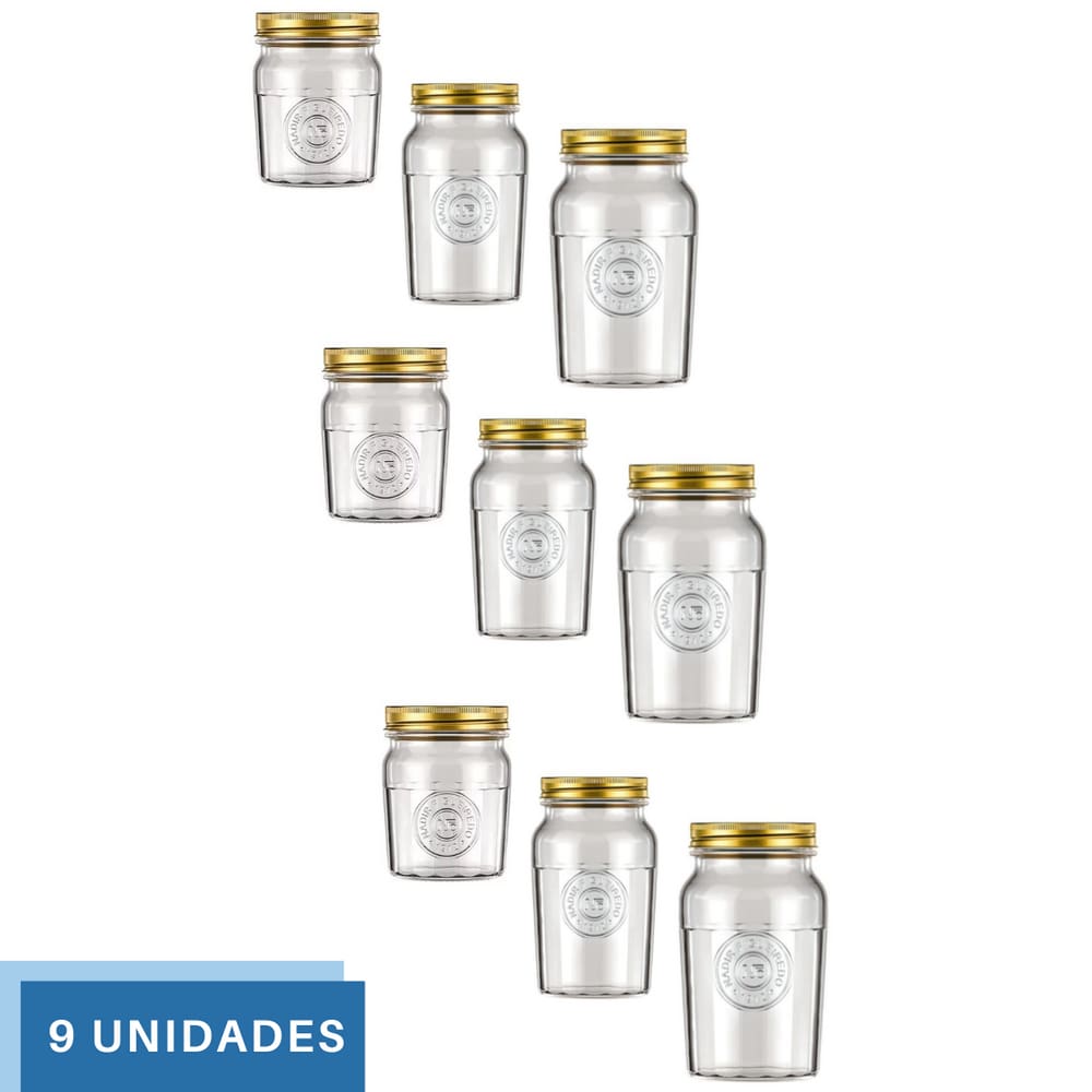 9 Pote Alimento C/tampa Biscoito 500ml 1L 1,5L Vintage Nadir