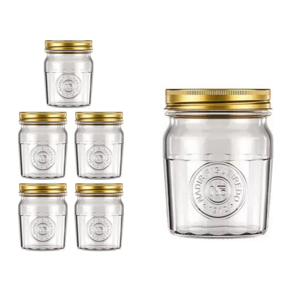 Pote Americado Vintage Retro Tampa Biscoito 500ml Nadir 5Un