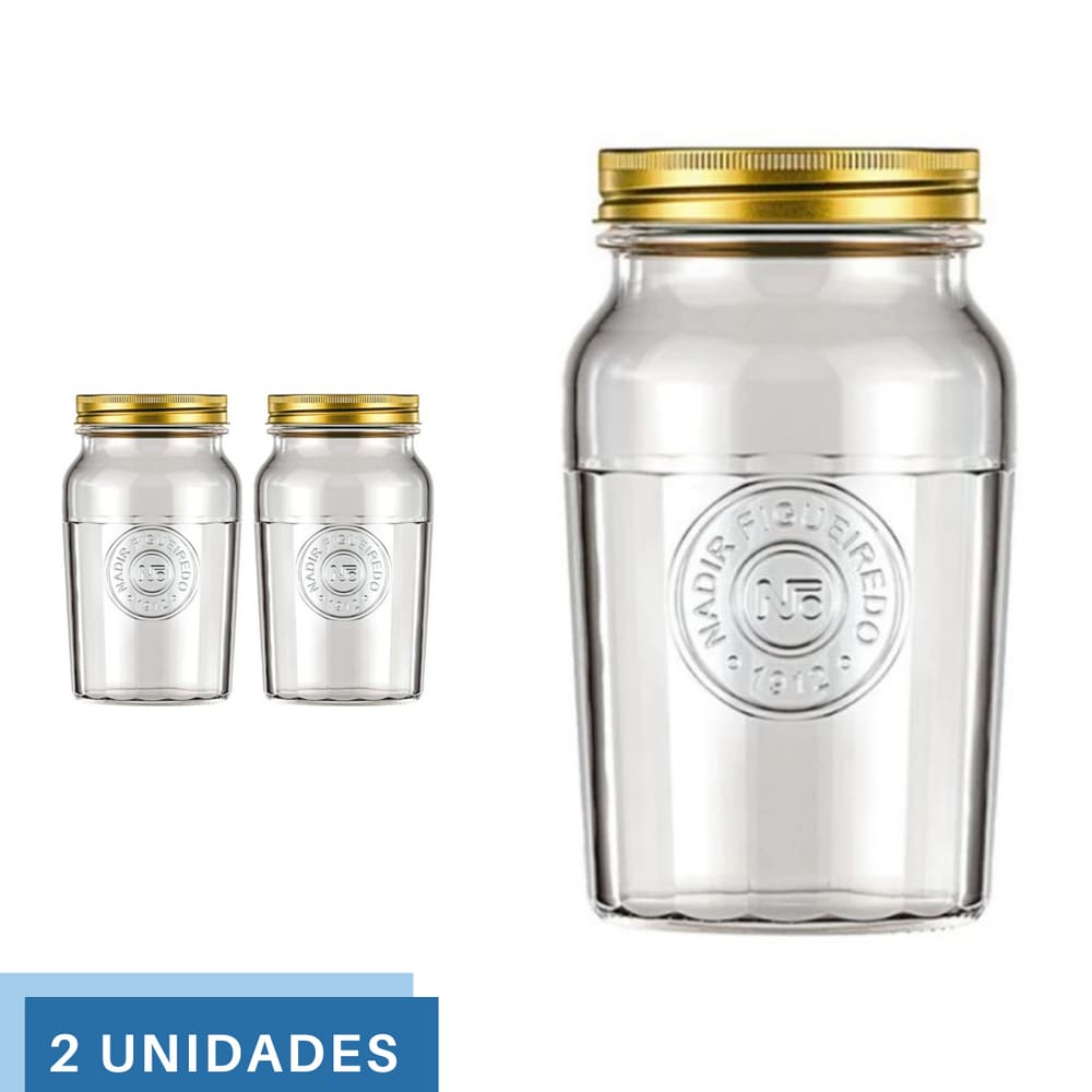 2 Pote Americano Mantimento Café Vidro Vintage 1,5L Nadir