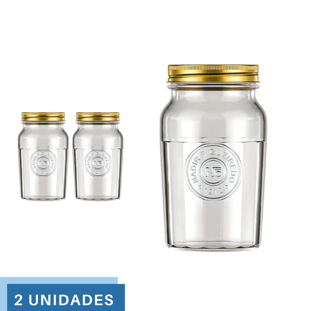 2 Pote Americano Mantimento Café Vidro Vintage 1L Nadir