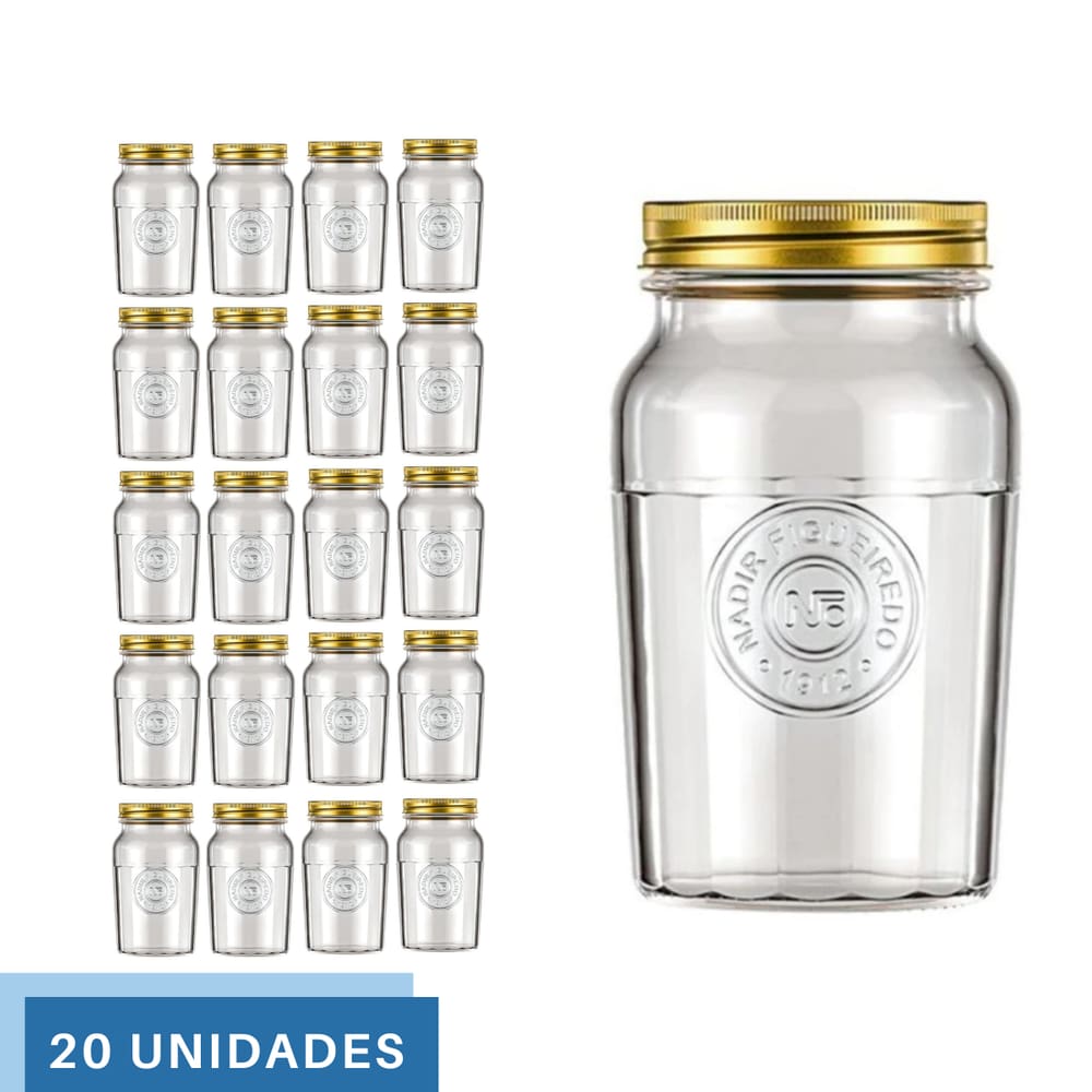20 Pote Americano Mantimento Café Vidro Vintage 1L Nadir
