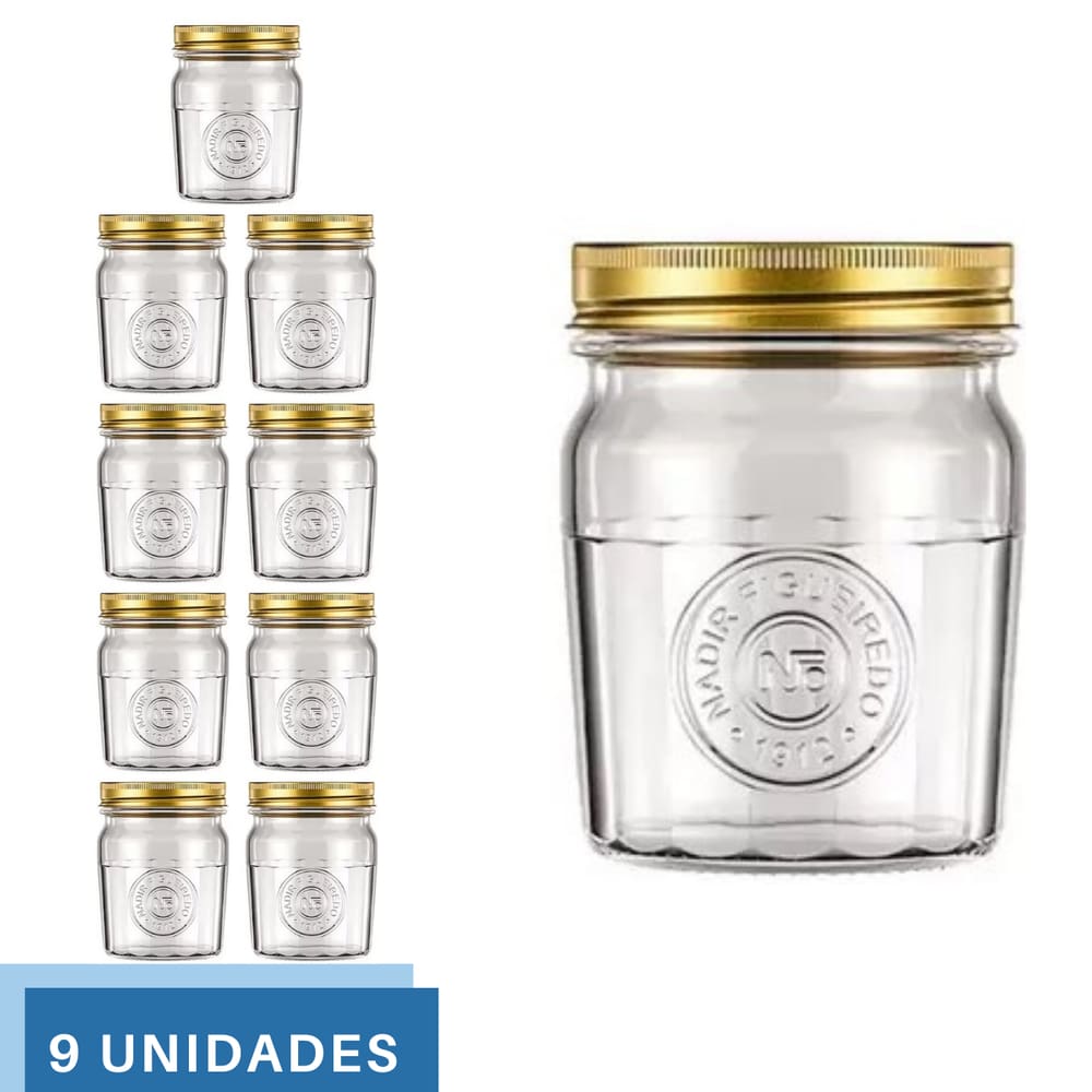 9 Pote Americano Mantimento Café Vidro Vintage 500ml Nadir