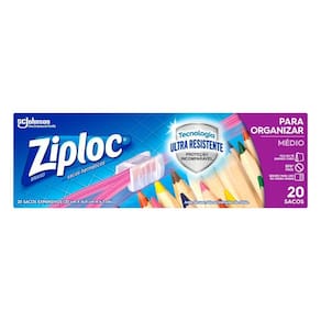 Saco Sache Ziploc Hermético Médio com 20 unidades