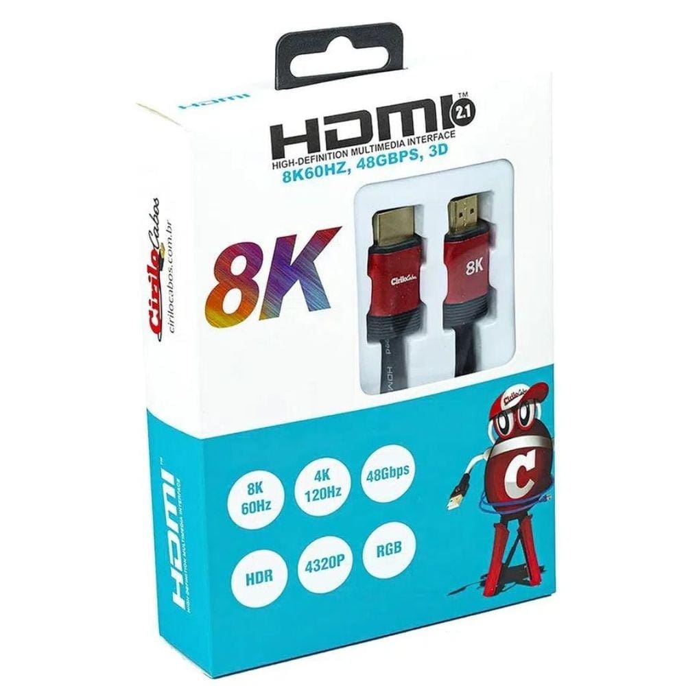 Cabo HDMI 2.1 8K - Cirilo Cabos - 1 Metro