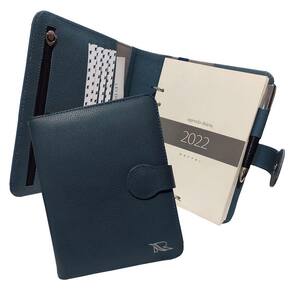 Agenda Diária Couro Raffai 2022 Personalizada Azul Jeans