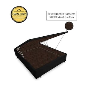 Cama Box Baú Luxo Blindado Viúva NK Camas Suede Preto 49x128x188