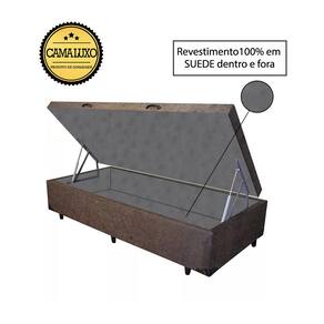 Cama Box Baú Luxo Blindado Solteiro NK Camas Suede Marrom 41x78x188