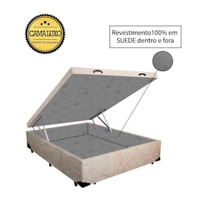 Cama Box Baú Luxo Blindado Viúva NK Camas Suede Bege 49x128x188